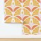 Art Deco Flowers Yellow Orange Pink Large Scale Geometric Scallop Mid Century Bold Custom Removable Wallpaper by Spoonflower Peel & Stick Wallpaper 2FT Wide